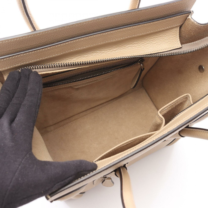 CELINE Luggage 微型購物手提包 167793 皮革 米色 二手 女士-2