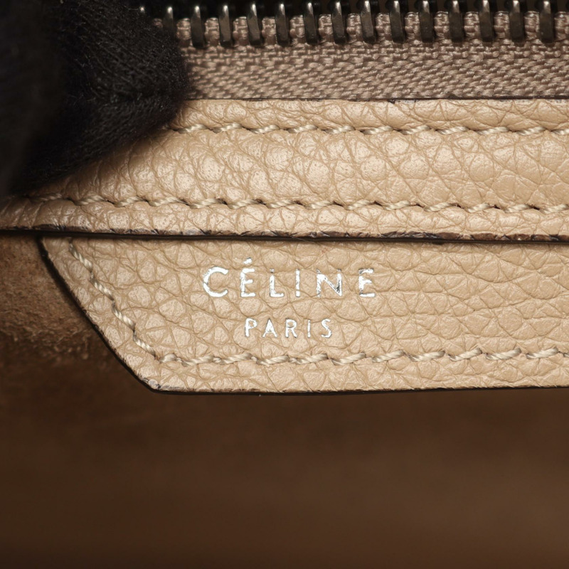CELINE Luggage 微型購物手提包 167793 皮革 米色 二手 女士-3