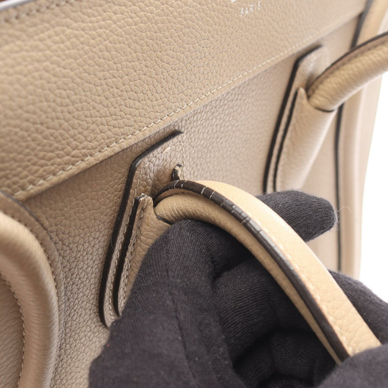 CELINE Luggage 微型購物手提包 167793 皮革 米色 二手 女士-7