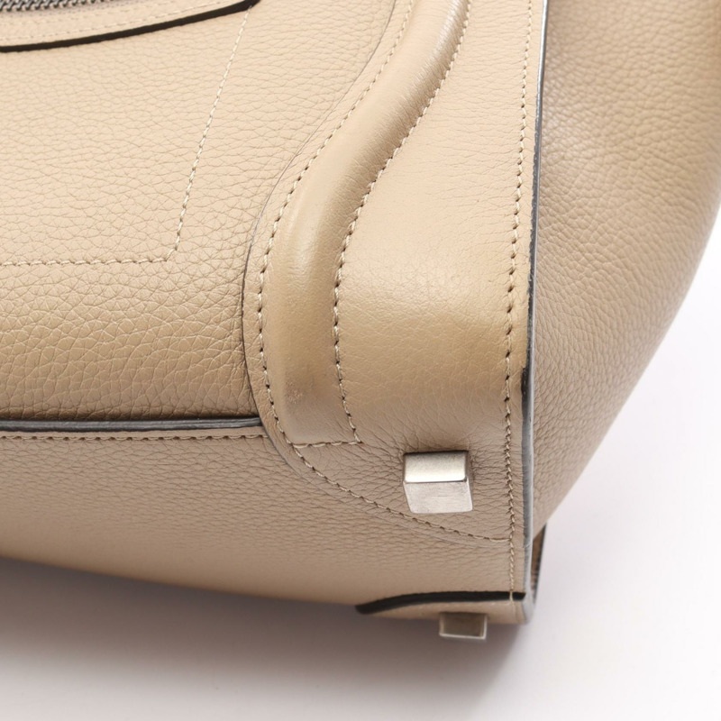 CELINE Luggage 微型購物手提包 167793 皮革 米色 二手 女士-9