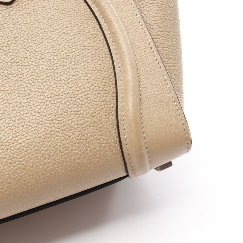 CELINE Luggage 微型購物手提包 167793 皮革 米色 二手 女士-11