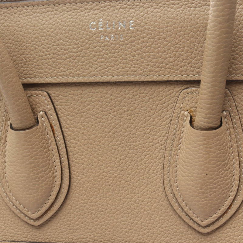 CELINE Luggage 微型購物手提包 167793 皮革 米色 二手 女士-13