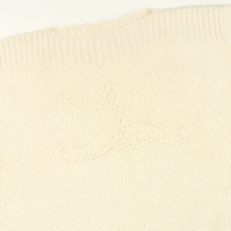 CELINE Triomphe 毛衣 2AC99309T 羊毛羊絨混紡 白色 二手 女款 S 碼-4