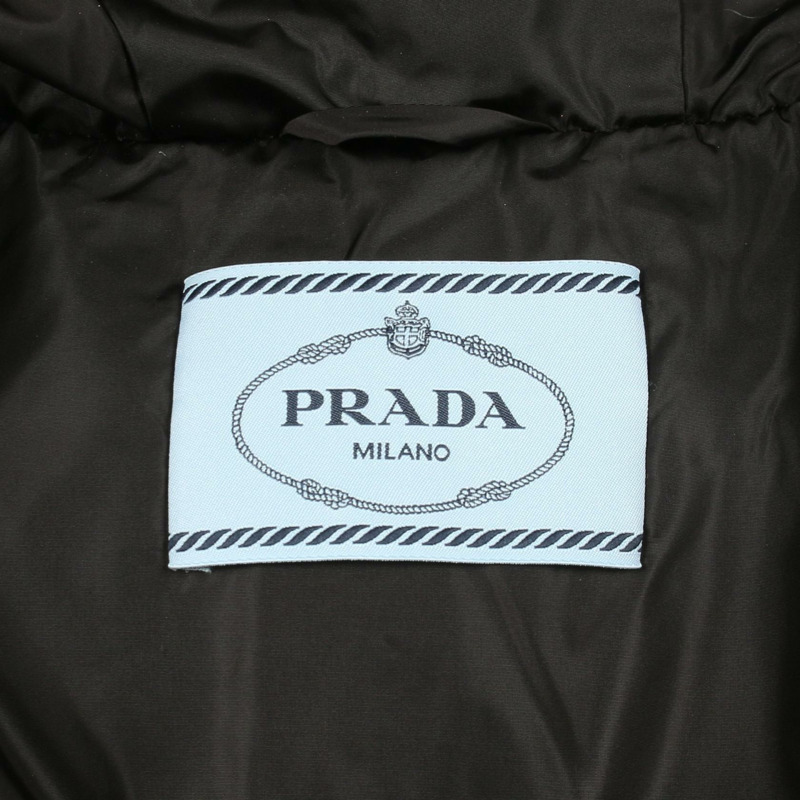 PRADA 羽絨外套 Blouson #40 羊毛羊絨黑色 logo 二手女款-2