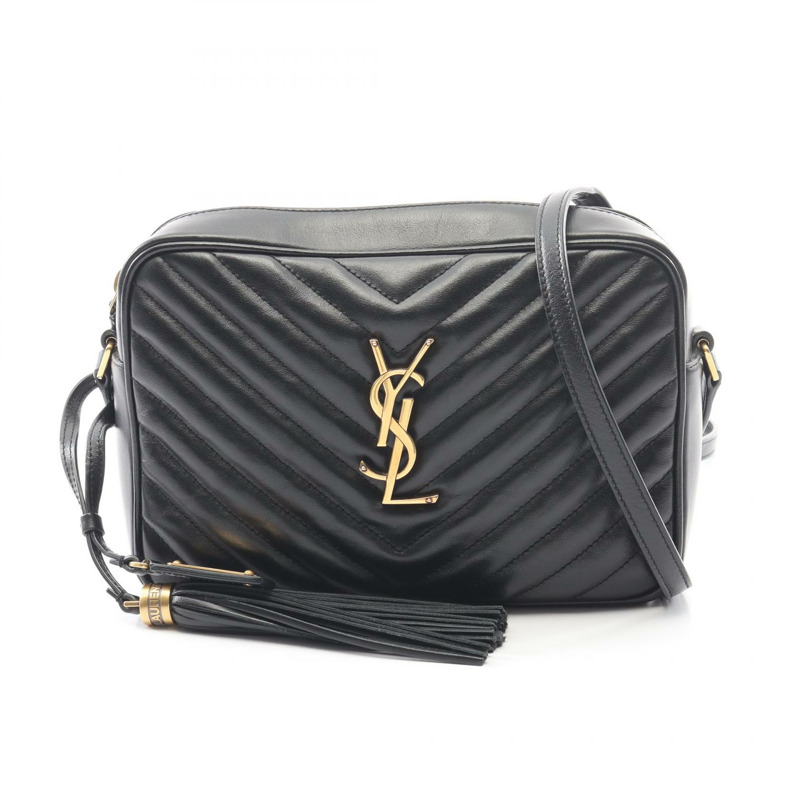 SAINT LAURENT PARIS LOU CAMERA 單肩斜背包 520534 黑色皮革 二手-0