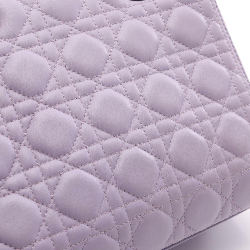 Dior LADY DIOR 紫色粉紅皮革單肩手提包(二手)-5