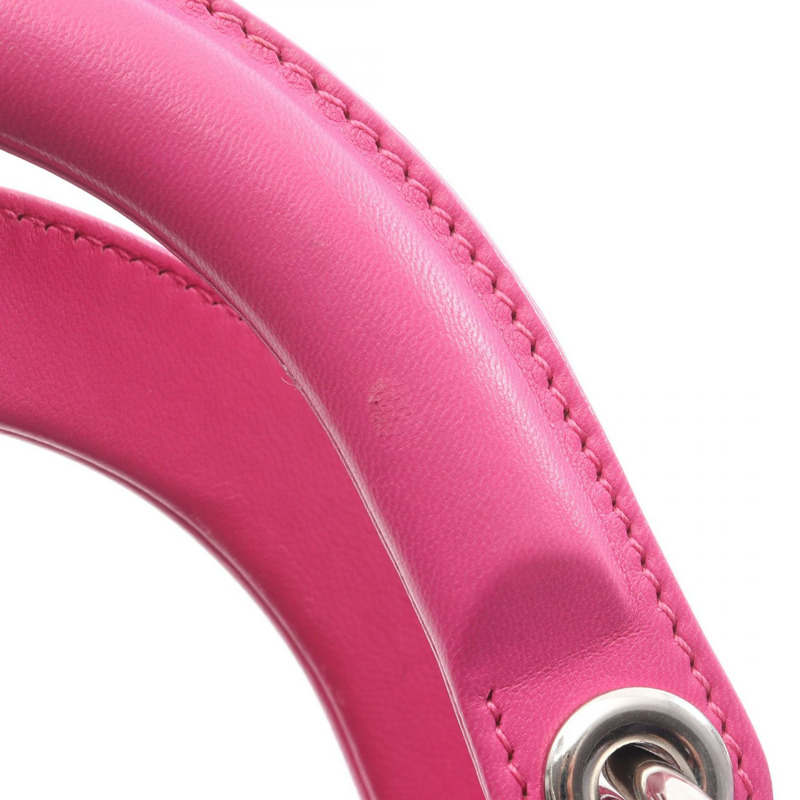 Dior LADY DIOR 紫色粉紅皮革單肩手提包(二手)-8