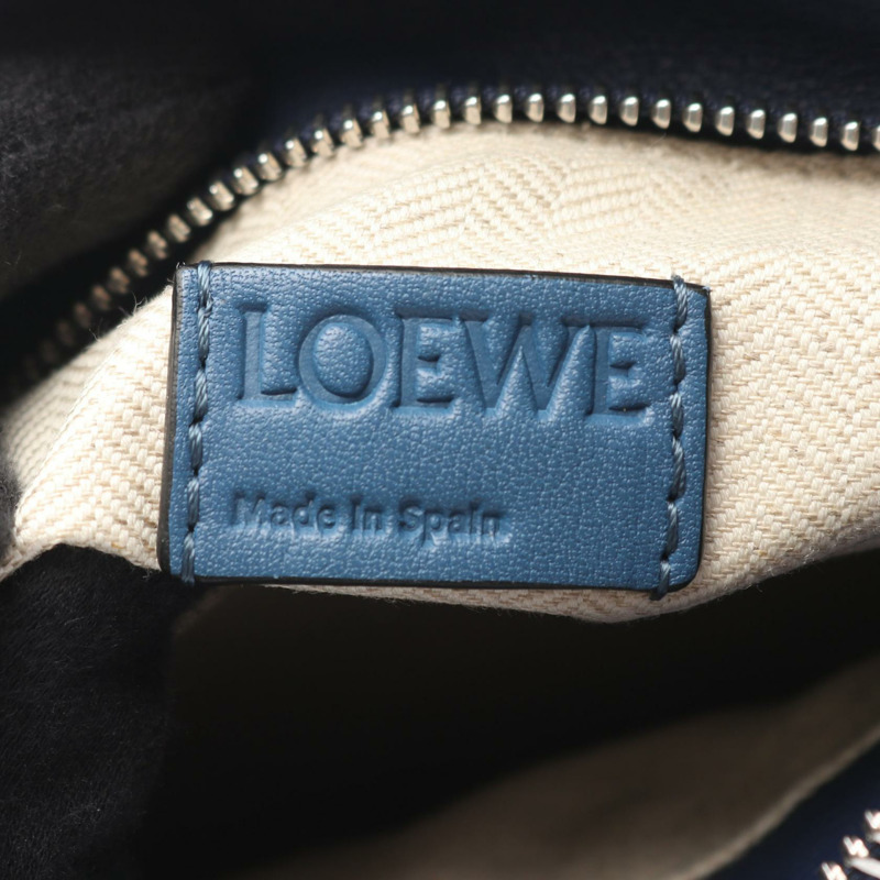 LOEWE Puzzle 中型斜背單肩包,皮革材質,藍色/海軍藍,二手女款-3