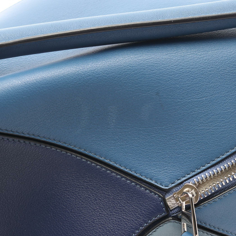 LOEWE Puzzle 中型斜背單肩包,皮革材質,藍色/海軍藍,二手女款-6