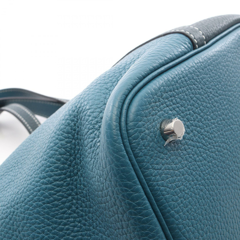 愛馬仕 Picotin Lock MM Casaque 手提包，Clemence 皮革，綠色，銀色五金，女士款-5