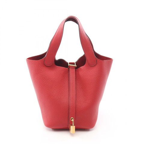 愛馬仕 Picotin Lock PM 手提包，Clemence 皮革，紅色 Vermillon 金色五金，二手 C