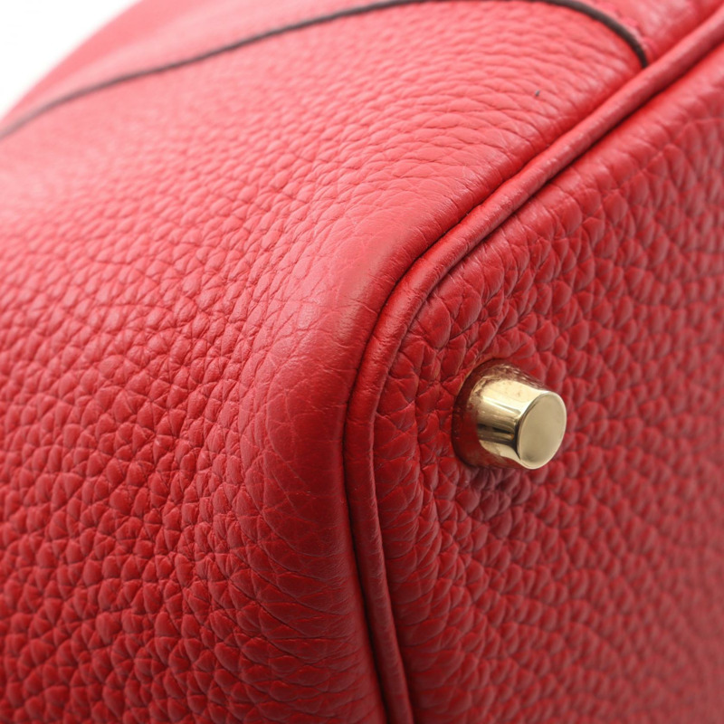 愛馬仕 Picotin Lock PM 手提包，Clemence 皮革，紅色 Vermillon 金色五金，二手 C-6