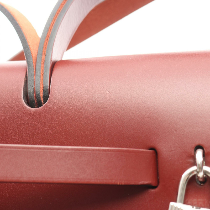 愛馬仕 Herbag Zip PM 單肩手提包 Toile Military Vache hunter 棕色 二手 D-5