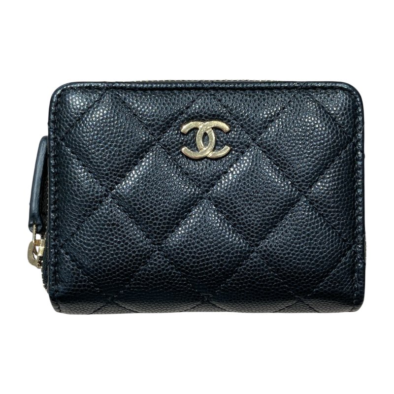 CHANEL 香奈兒 零錢包/卡夾 荔枝文牛皮 黑色-0