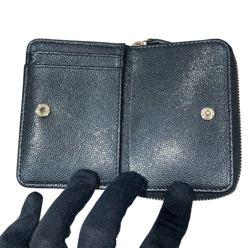 CHANEL 香奈兒 零錢包/卡夾 荔枝文牛皮 黑色-11