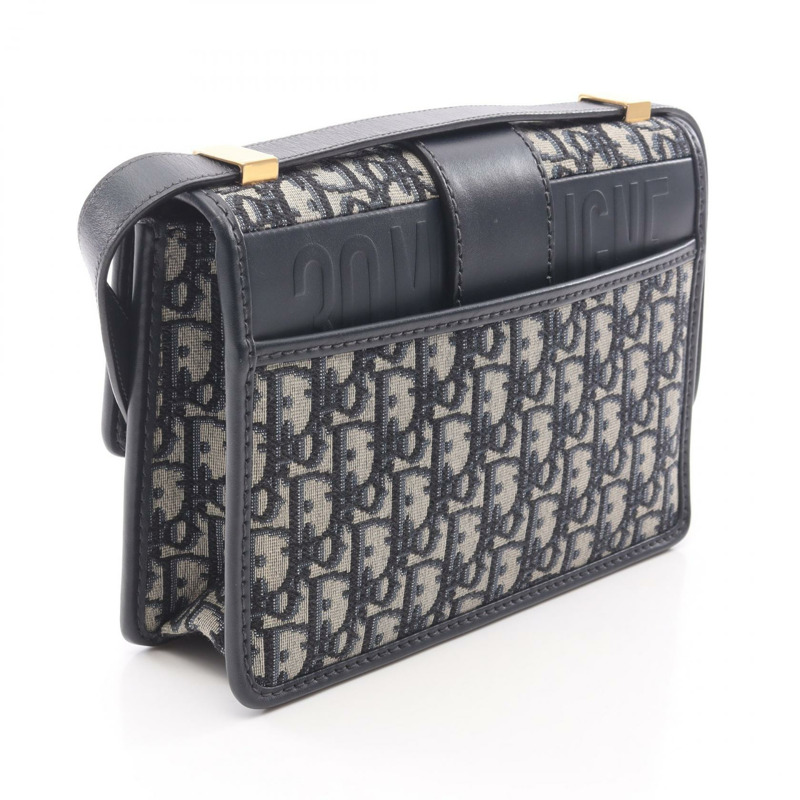 Dior 30 MONTAIGNE Oblique 提花肩背包,帆布皮革,米色/海軍藍,二手-1