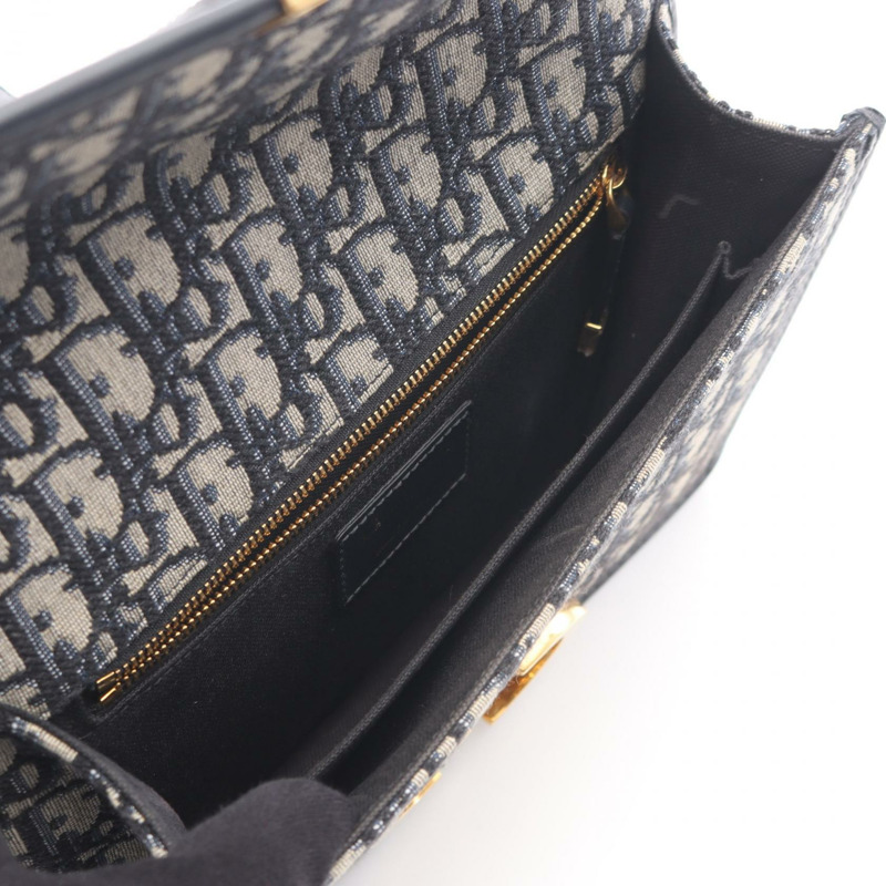 Dior 30 MONTAIGNE Oblique 提花肩背包,帆布皮革,米色/海軍藍,二手-2