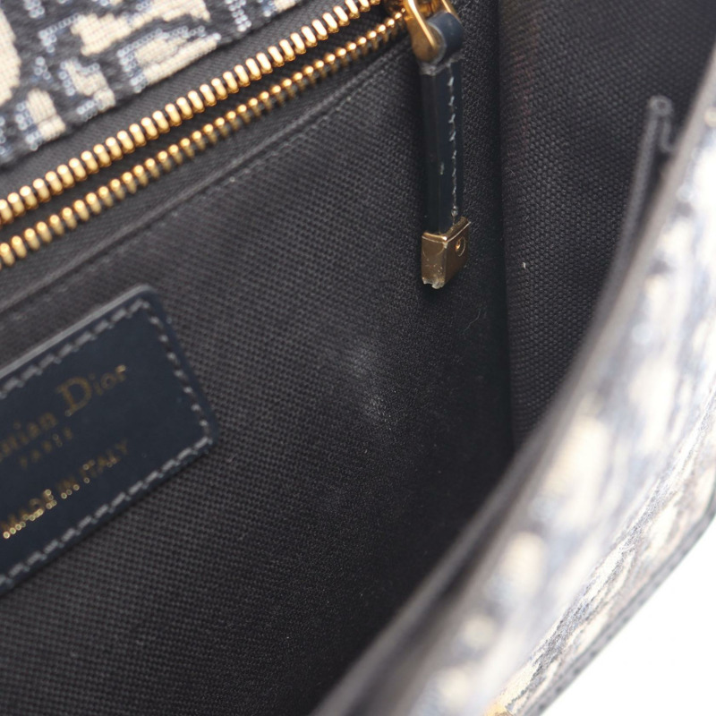 Dior 30 MONTAIGNE Oblique 提花肩背包,帆布皮革,米色/海軍藍,二手-4