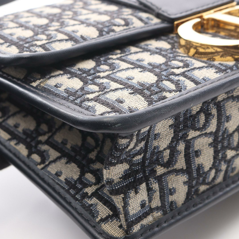 Dior 30 MONTAIGNE Oblique 提花肩背包,帆布皮革,米色/海軍藍,二手-6