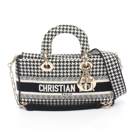 Dior LADY D-JOY 中型肩背包 M0540OZAE-M911 帆布 黑白 二手