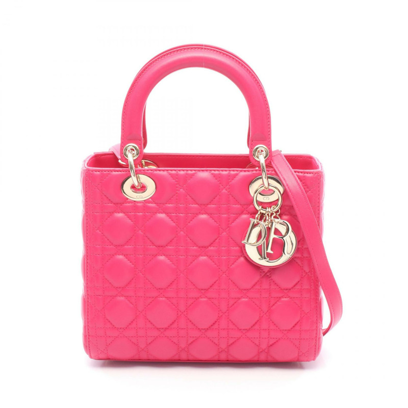 Dior LADY DIOR Cannage 肩背包 16-BO-0193 粉紅皮革 二手 女士-0