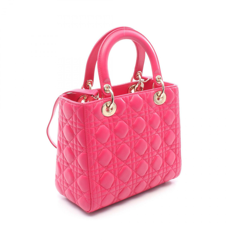 Dior LADY DIOR Cannage 肩背包 16-BO-0193 粉紅皮革 二手 女士-1