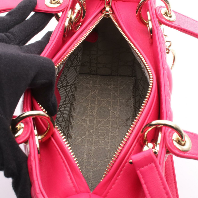 Dior LADY DIOR Cannage 肩背包 16-BO-0193 粉紅皮革 二手 女士-2