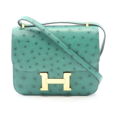 愛馬仕 Constance 3 Mini Vert Vertigo 單肩包，鴕鳥皮，綠色，二手，女士款