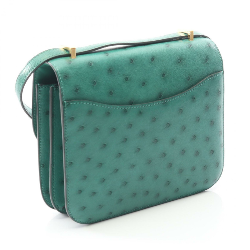 愛馬仕 Constance 3 Mini Vert Vertigo 單肩包,鴕鳥皮,綠色,二手,女士款-1