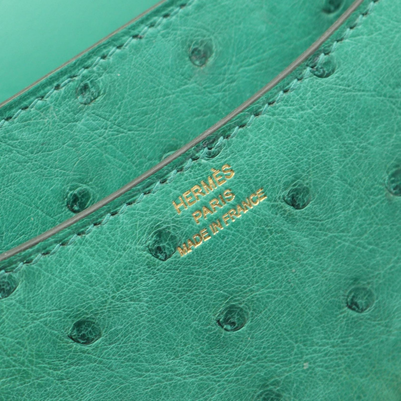 愛馬仕 Constance 3 Mini Vert Vertigo 單肩包,鴕鳥皮,綠色,二手,女士款-3