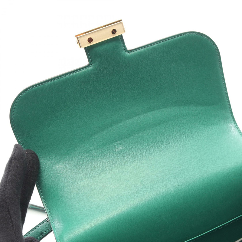 愛馬仕 Constance 3 Mini Vert Vertigo 單肩包,鴕鳥皮,綠色,二手,女士款-5