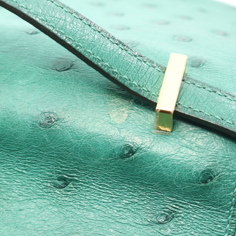 愛馬仕 Constance 3 Mini Vert Vertigo 單肩包,鴕鳥皮,綠色,二手,女士款-9