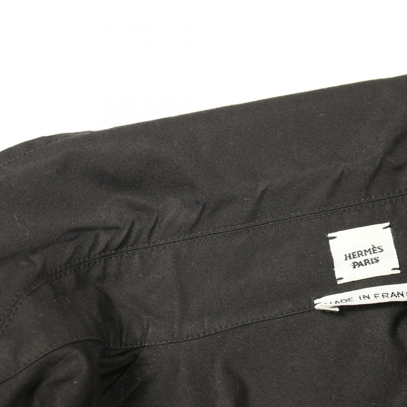 愛馬仕 Caleche 刺繡襯衫上衣，純棉材質，黑色，二手女款 #38-5