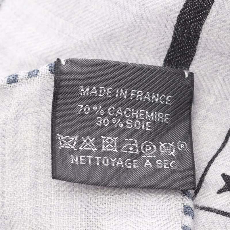 愛馬仕 Carre 140 馬車車輪圍巾披肩絲巾披肩圍巾圍巾圍巾真絲羊絨灰色二手-3