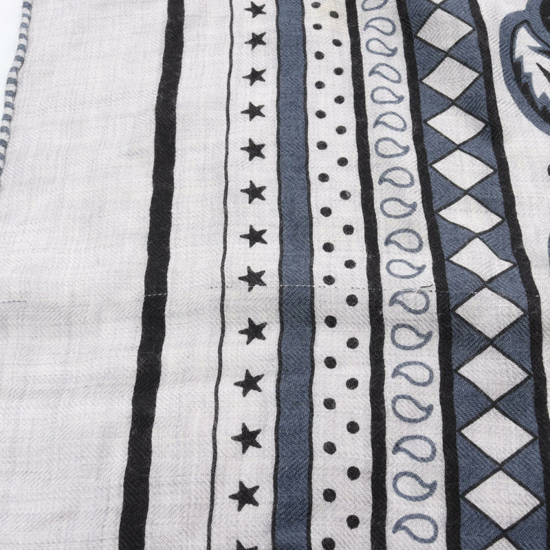 愛馬仕 Carre 140 馬車車輪圍巾披肩絲巾披肩圍巾圍巾圍巾真絲羊絨灰色二手-6