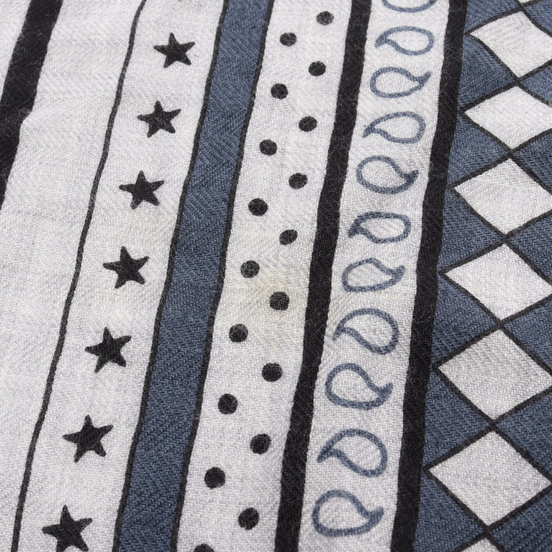 愛馬仕 Carre 140 馬車車輪圍巾披肩絲巾披肩圍巾圍巾圍巾真絲羊絨灰色二手-7