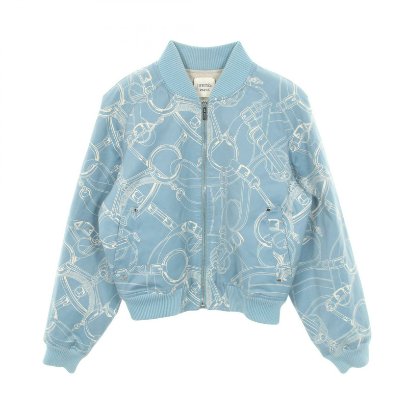 愛馬仕 Eperon d'Or Finesse 短版外套 4H0177DK 棉質藍色二手女款 #36-0