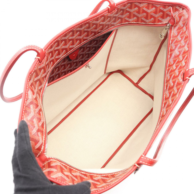 GOYARD Artois MM 手提單肩包，帆布皮革材質，紅色多色拼接，二手女款-2