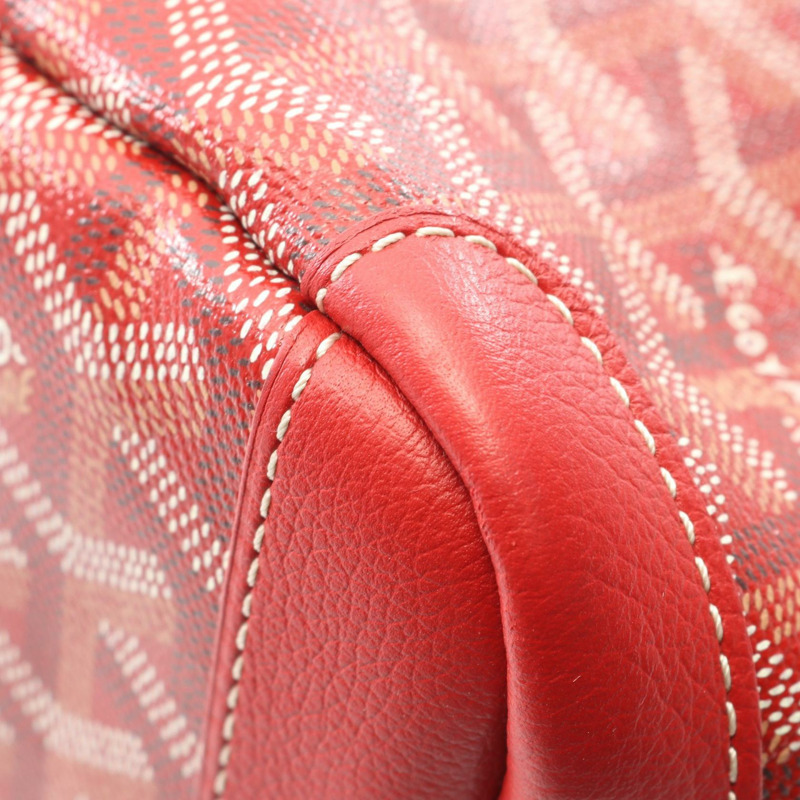 GOYARD Artois MM 手提單肩包，帆布皮革材質，紅色多色拼接，二手女款-5