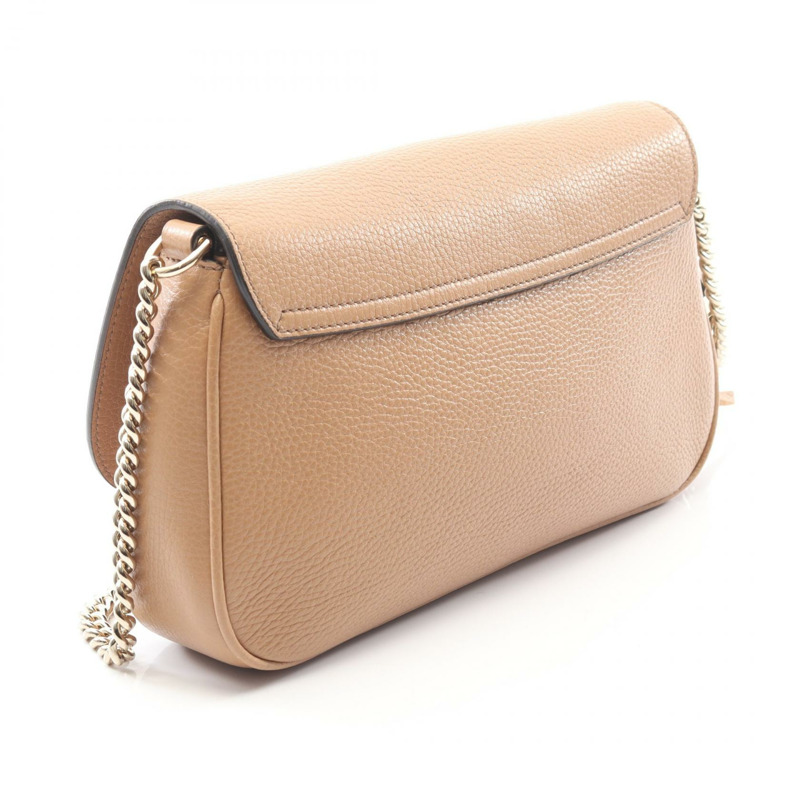 GUCCI Soho 互扣式 G 鏈條斜背包單肩包 536224 皮革 棕色 二手-1