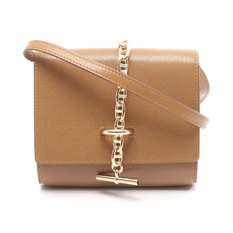愛馬仕 Chaine d'Ancre To-Go 迷你肩背斜背包 K 包，棕色皮革，二手