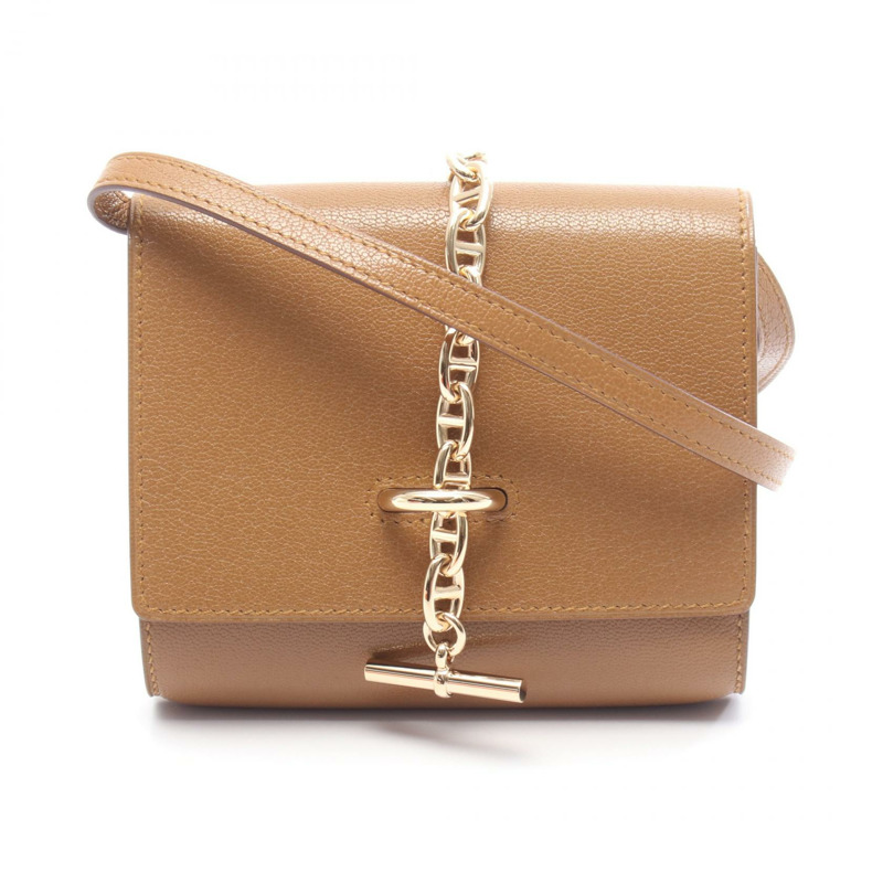 愛馬仕 Chaine d'Ancre To-Go 迷你肩背斜背包 K 包，棕色皮革，二手-0