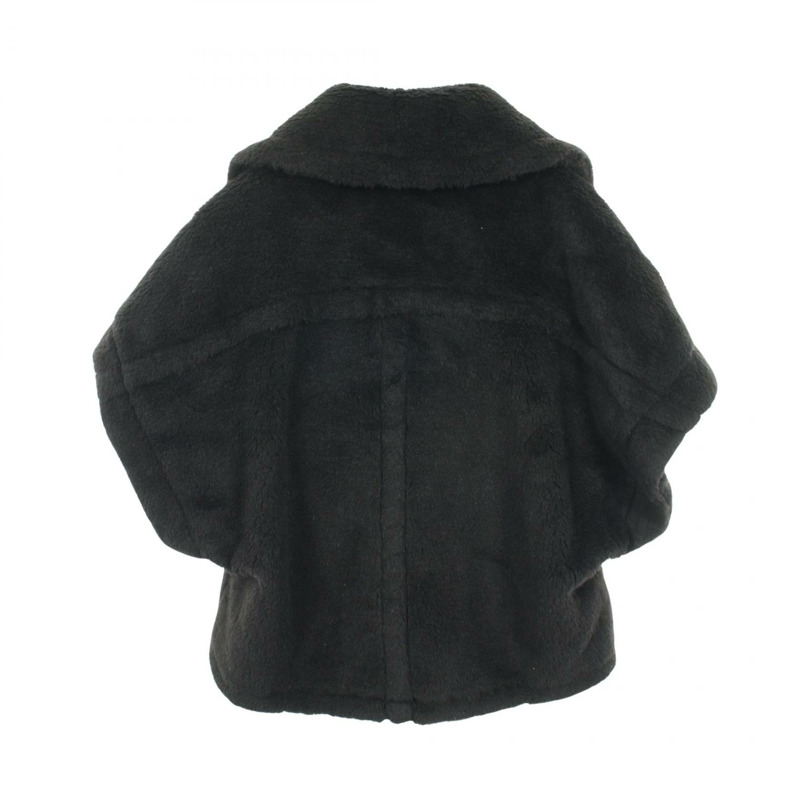 MAX MARA 泰迪熊披肩外套，羊毛、絲綢、羊駝毛混紡，黑色，二手，女款，S碼。-1