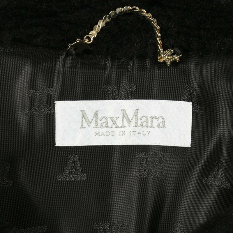 MAX MARA 泰迪熊披肩外套，羊毛、絲綢、羊駝毛混紡，黑色，二手，女款，S碼。-2