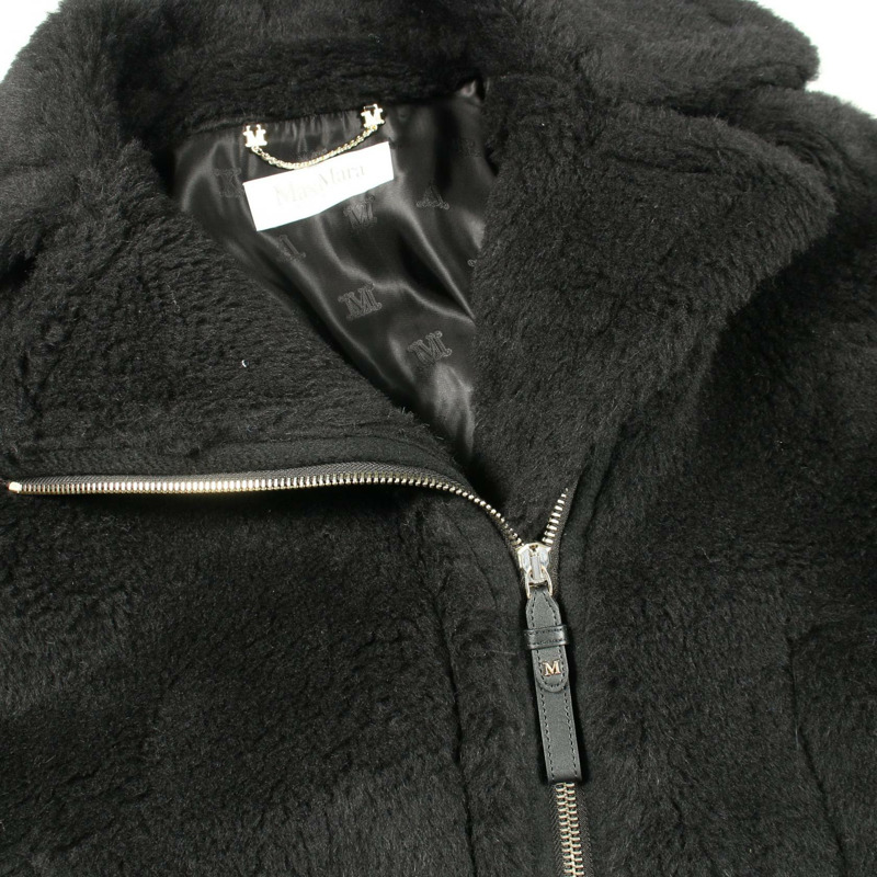 MAX MARA 泰迪熊披肩外套，羊毛、絲綢、羊駝毛混紡，黑色，二手，女款，S碼。-5