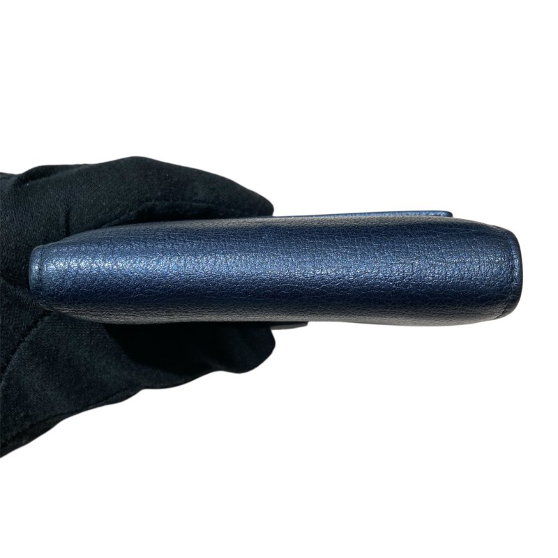 CHANEL 香奈兒 雙折短夾 海軍藍-3