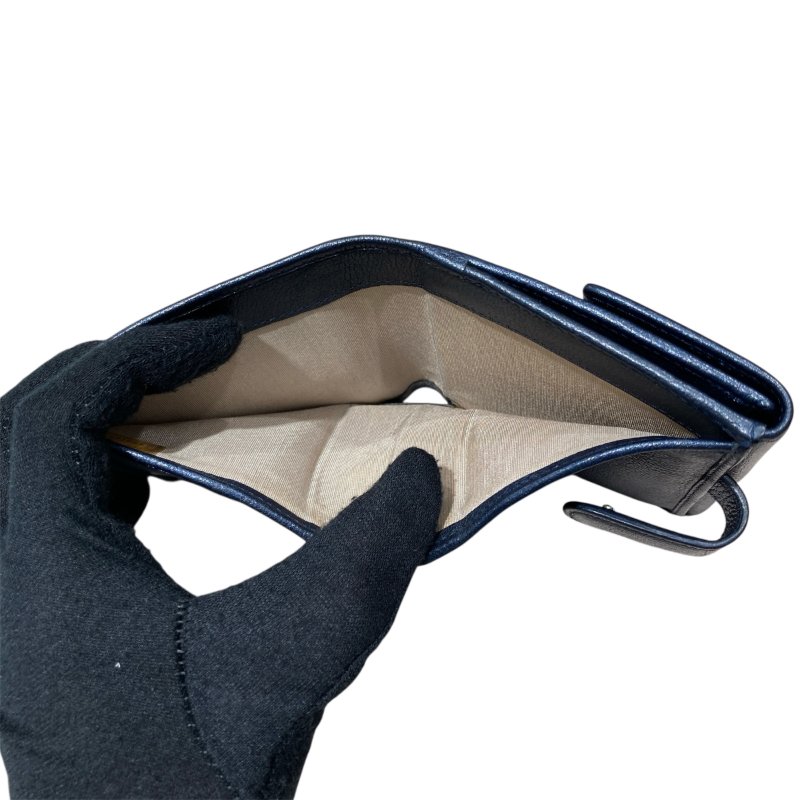 CHANEL 香奈兒 雙折短夾 海軍藍-11