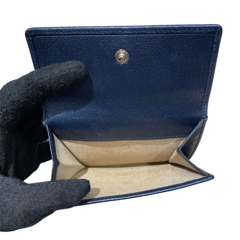 CHANEL 香奈兒 雙折短夾 海軍藍-12