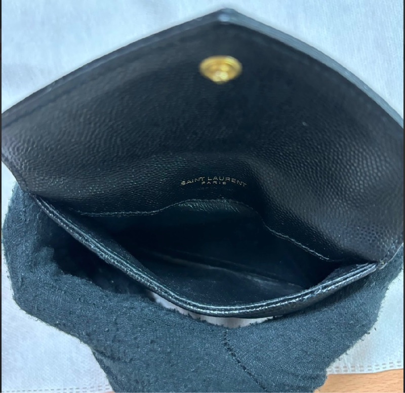 【YSL】 SAINT LAURENT Monogram 黑金色拉鍊皮卡夾/零錢包-5