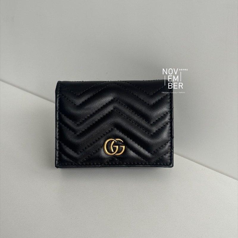 閒置新✨ Gucci 古馳 GG Marmont 短夾 黑色-0
